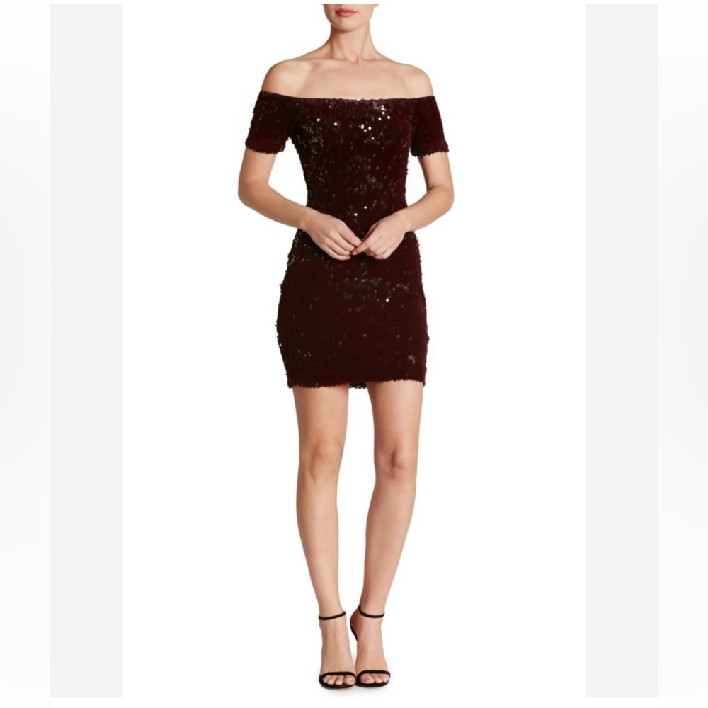 Dress the Population Larissa Burgundy Sequin Mini Dress